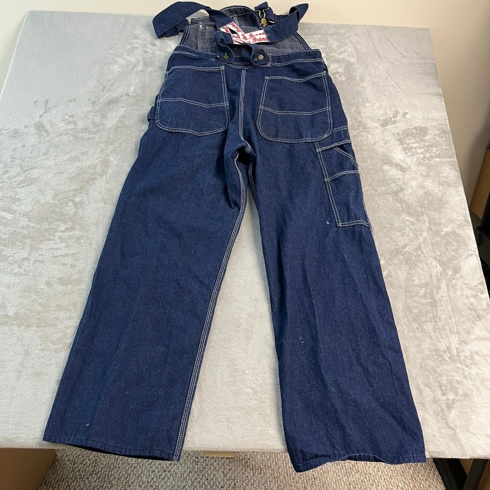 Vintage Pointer Brand Denim Overalls Mens 33x30 Blue Bib Workwear USA Made - Picture 9 of 14